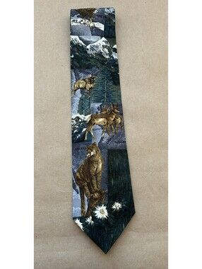 Endangered Species Neck Tie Eagle North American Kindom Silk Deer Sheep